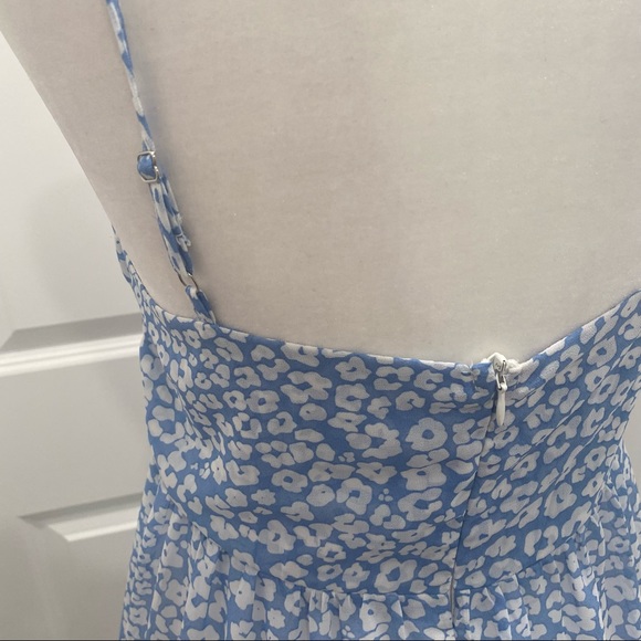 Blue and white leopard print spring / summer dress adjustable spaghetti strap - Picture 4 of 7